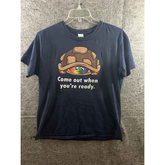Pride LGBTQ Ally Shirt Size L Rainbow Turtle "Come Out When Ready"‎ - Picture 1 of 6